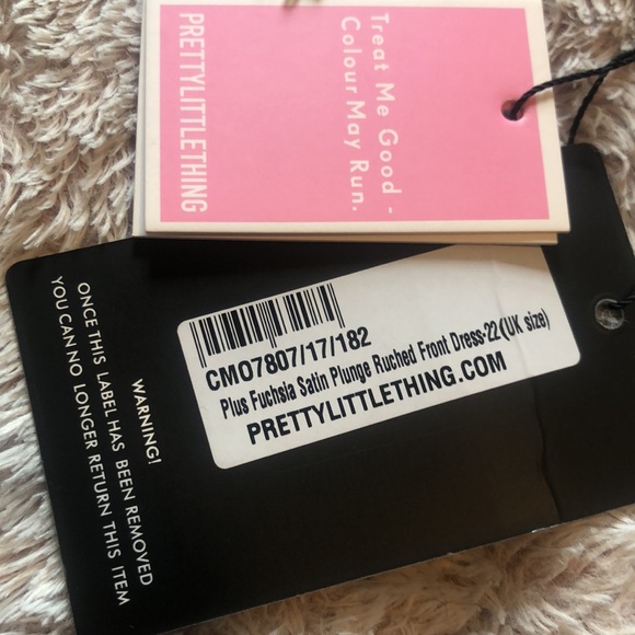 Plus Fuchsia Satin Plunge Ruched Front Dress - Picture 6 of 6